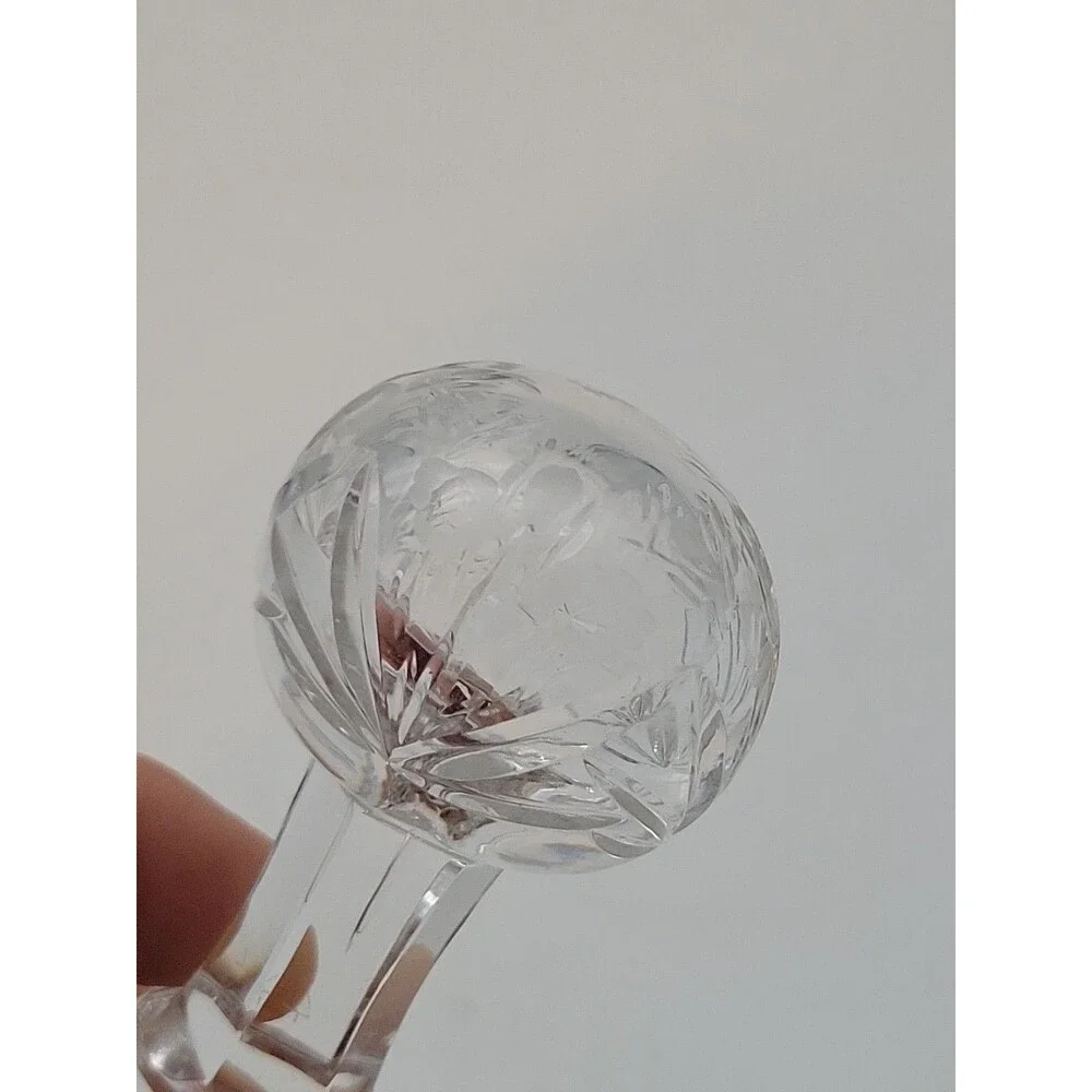 Vintage Replacement Cut Crystal Round Decanter Stopper Only Flowers Etched